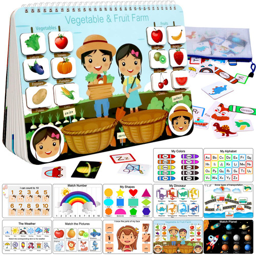 Busy Book for Kids, Montessori Autism Sensory Educational Toys, 12 Pages Toddler Preschool Activity Binder and Early Learning Toys - for Boys & Girls Develops Fine Motor Skills Busy Book for Kids, Montessori Autism Sensory Educational Toys, 12 Pages Toddler Preschool Activity Binder and Early Learning Toys - for Boys & Girls Develops Fine Motor Skills