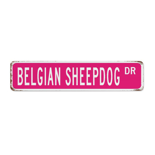 Belgian Sheepdog Pink 4x18 Inch Metal Signs Outdoor Rustic Pubs Club Bedroom House Man Cave Decor Tin Signs Animal Lover Best Friend BFF Garage Signs for Laundry