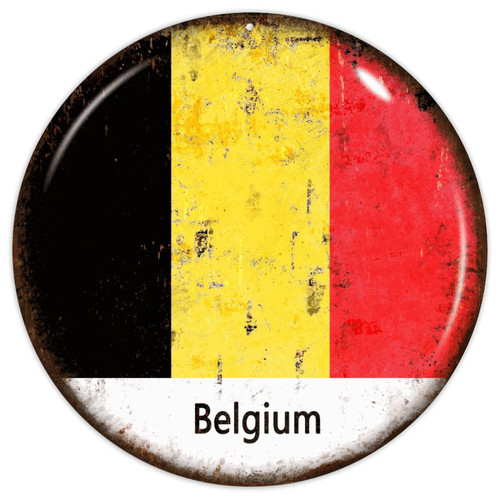 CowkissSign Belgium Retro Vintage Tin Metal Sign Belgium Flag Metal Tin Sign Country Souvenir Decor National Flag Metal Art Sign for Living Room Bedroom Workshop 9x9in