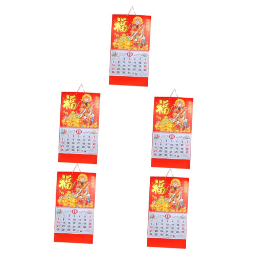 BESTOYARD 5pcs 2024 2024 Wall Calendar feng shui calendar lunar new year calendar Annual Chinese Calendar daily wall calendar paper calendar delicate wall calendar China Daily turn the page