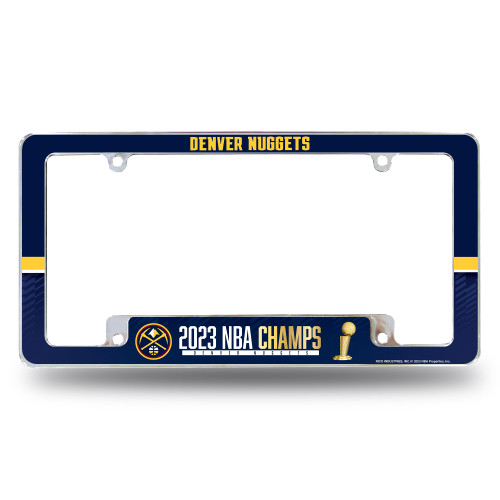 Rico Industries NBA Basketball Denver Nuggets 2023 NBA Champions 12" x 6" Chrome All Over Automotive License Plate Frame for Car/Truck/SUV