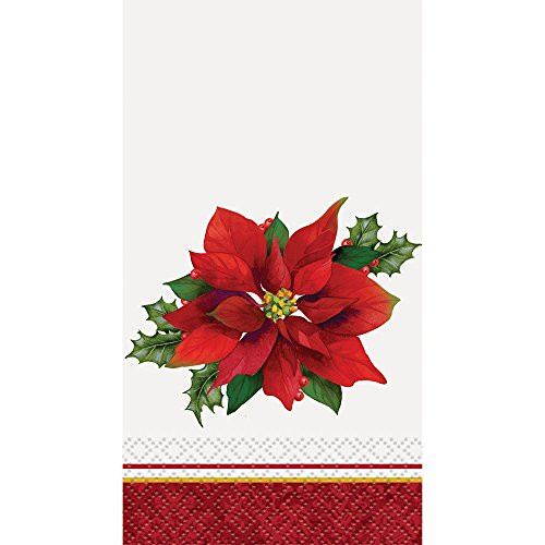 Holly Poinsettia Holiday Paper Guest Napkins, 16ct