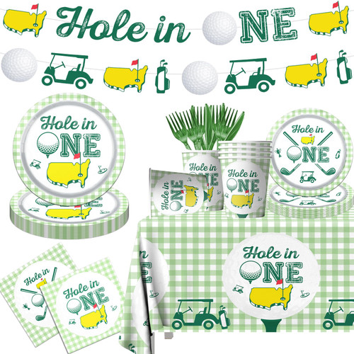 Hole In One First Birthday Decorations, 142Pcs Golf Birthday Party Tableware Set Include Golf Plates and Napkins, Cups, Banner, Tablecloth for Golf First Birthday Party Supplies, Serve 20 Hole In One First Birthday Decorations, 142Pcs Golf Birthday Party Tableware Set Include Golf Plates and Napkins, Cups, Banner, Tablecloth for Golf First Birthday Party Supplies, Serve 20