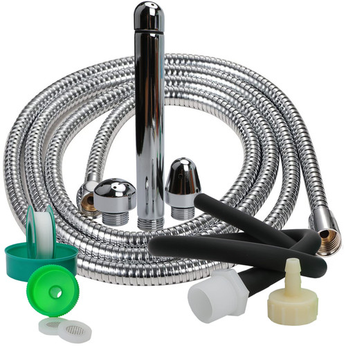 Shower Enema System, Douche Colonic Cleanse Kit, 5-Foot Stainless Steel Shower Hose Enema with Enema Showerhead Vaginal and Anal Cleaning Kit Colonic System Cleaner for Most Shower Systems