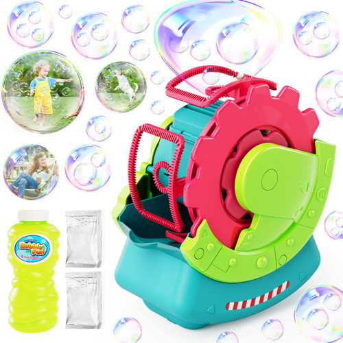 Kid Odyssey Bubble Machine, Water Wheel Bubble Blower with 8 fl oz Bubble Solution Refill, Bigger Bubbles for Kids, Bubble Inside Bubble Machine for Parties, Bubble Toys for Indoor Outdoor, Kids Gift