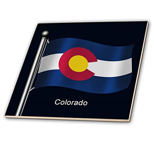 3dRose ct_172014_1 Flag of The State of Colorado Waving on a Dark Blue Background-Ceramic Tile, 4-Inch