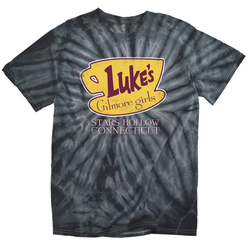 Popfunk Gilmore Girls Lukes Connecticut Tie Dye Adult Unisex T Shirt (2X-Large) Black Monochrome