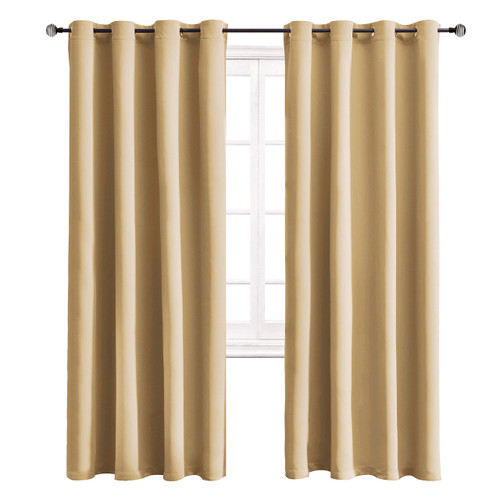 WONTEX Blackout Curtains Room Darkening Thermal Insulated with Grommet Window Curtain for Living Room, 52 x 63 inch, Beige, 2 Panels WONTEX Blackout Curtains Room Darkening Thermal Insulated with Grommet Window Curtain for Living Room, 52 x 63 inch, Beige, 2 Panels