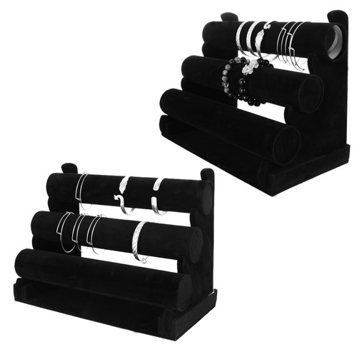 MIVIDE 2 Pack 3 Tier Bracelet Holder, Velvet Bracelet Display Stand, Detachable Jewelry Display Stand, Bracelet Organizer, Jewelry Organizer Displays for Necklace Scrunchies Watches Hair Ties, Black MIVIDE 2 Pack 3 Tier Bracelet Holder, Velvet Bracelet Display Stand, Detachable Jewelry Display Stand, Bracelet Organizer, Jewelry Organizer Displays for Necklace Scrunchies Watches Hair Ties, Black