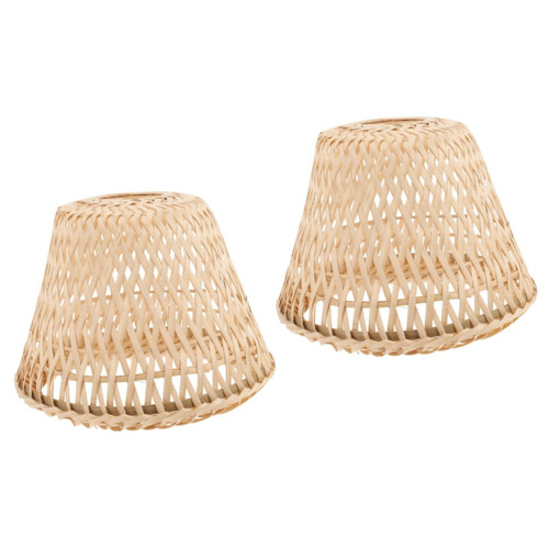 Barrel Lamp Shades 2pcs Bamboo Lampshade Woven Lamp Shade Vintage Pendant Light Rattan Chandelier Lampshades for Table Lamp Chandelier Cover Drum Lampshade Lamp Seaweed