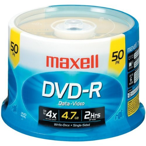 MAX638011 - Maxell DVD Recordable Media - DVD-R - 16x - 4.70 GB - 50 Pack Spindle