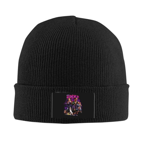 ASAP Rapper Rocky Singer Beanie Hat Fashion Warm Knit Hat Stretchable Cuffed Headgear for Cold Weather Black