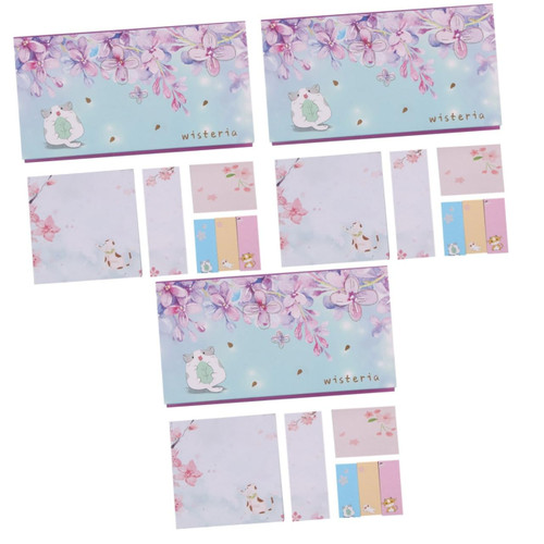 MAGICLULU 3 Sets Removable Lip Gloss Kits Sticky Page Flags Self Stick Note Pads Sticky Writable Bookmarks Repositionable Note Tabs Kawaii Page Markers Tabs Message Mini Notepad Boxed Label