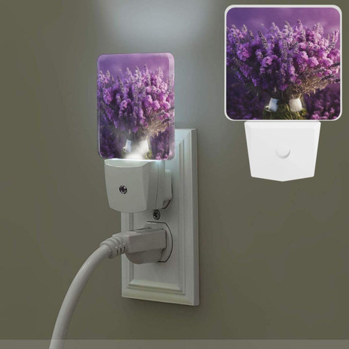Evanem Night Lights Plug into Wall with Dusk to Dawn Sensor Night Light Romantic Purple Lavender LED Nightlight for Bathroom Plug in Night Light Auto-On/Off Plug in Nightlights for Hallway Bedroom