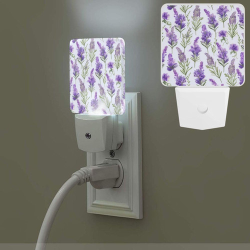 Evanem Night Lights Plug into Wall with Dusk to Dawn Sensor Night Light Lavender Flowers LED Nightlight for Bathroom Plug in Night Light Auto-On/Off Plug in Nightlights for Hallway Bedroom