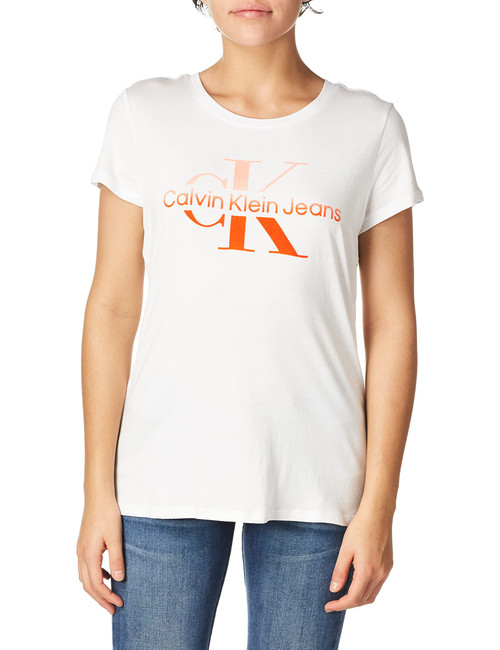Calvin Klein Jeans Women's Ombre Logo Tee, White Pomello, Large