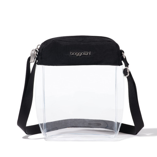 Baggallini Womens Clear -Stadium Explorer Crossbody, Black