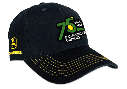 John Deere 75th Anniversary Combine Twill Hat, One Size, Black