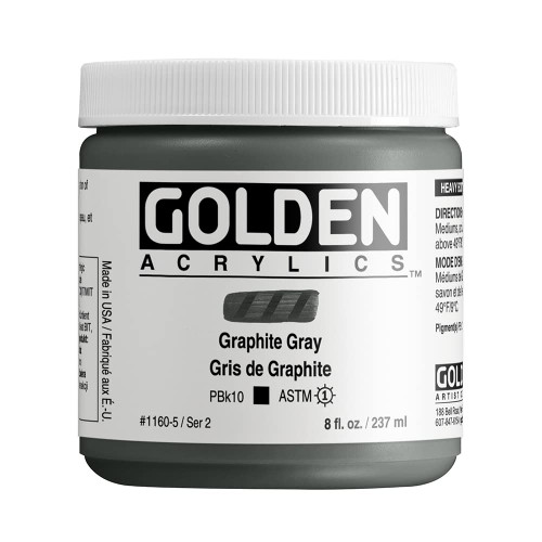 Golden Heavy Body Acrylic - Graphite Gray 8oz jar
