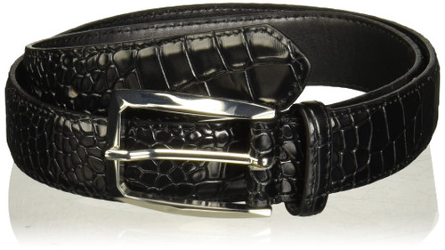 Stacy Adams Men's Ozzie Croc Embossed Belt, Black, 34