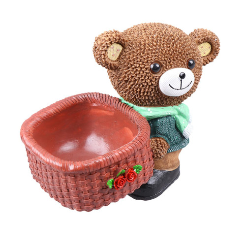 Yardwe Animal Flower Pot Bear Planter Pot Resin Succulent Pots Indoor Flower Pot Animal Bonsai Holder Small Resin Holder Mini Succulent Plants Succulent Plant Pot Bonsai Stand Cactus