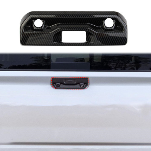 Fewshaw Carbon Fiber Trunk Rear Door Handle Trim Cover for 2019-2023 GMC Sierra/Chevy Silverado 1500 2500 3500HD (Type 2) Fewshaw Carbon Fiber Trunk Rear Door Handle Trim Cover for 2019-2023 GMC Sierra/Chevy Silverado 1500 2500 3500HD (Type 2)