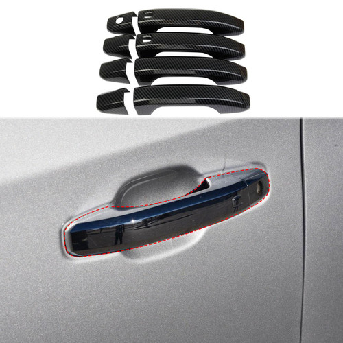 Fewshaw Carbon Fiber Style Side Door Handles Trim Cover for 2019-2023 GMC Sierra/Chevrolet Silverado 1500 2500 3500HD (with Buttons) Fewshaw Carbon Fiber Style Side Door Handles Trim Cover for 2019-2023 GMC Sierra/Chevrolet Silverado 1500 2500 3500HD (with Buttons)