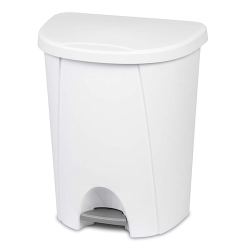 Sterilite White, Step On Wastebasket Can, 6.6 Gallon