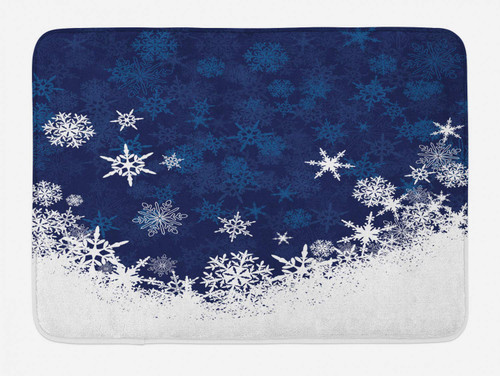 Lunarable Snowflake Bath Mat, Winter Theme Christmas Illustration Cold Weather Season Inspired Celebration, Plush Bathroom Decor Mat with Non Slip Backing, 30.2" x 20", Indigo White Lunarable Snowflake Bath Mat, Winter Theme Christmas Illustration Cold Weather Season Inspired Celebration, Plush Bathroom Decor Mat with Non Slip Backing, 30.2" x 20", Indigo White