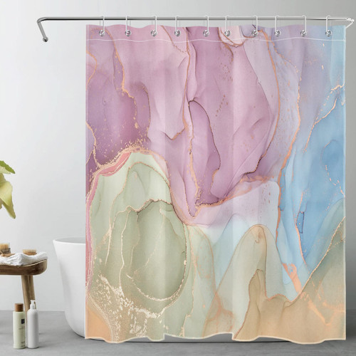 LB Pastel Marble Shower Curtain Decor,Purple Blue and Gold Modern Abstract Geometric Shower Curtain for Bathroom 60X72 inch Polyester Fabric Bathroom Decoration Bath Curtains Hooks Included LB Pastel Marble Shower Curtain Decor,Purple Blue and Gold Modern Abstract Geometric Shower Curtain for Bathroom 60X72 inch Polyester Fabric Bathroom Decoration Bath Curtains Hooks Included