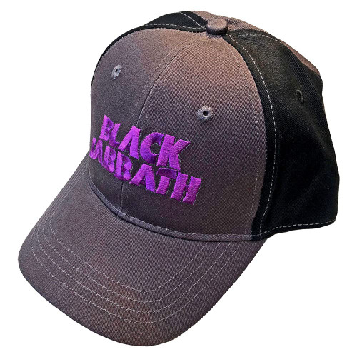 Black Sabbath 2-Tone Baseball Cap Wavy Logo Embroidered Cap Strapback, Grey/Black (One Size)