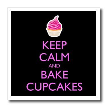 3dRose ht_159620_2 Keep Calm and Bake Cupcakes. Baking. Baker. Dessert. Pastry Chef-Iron on Heat Transfer Paper for White Material, 6 by 6-Inch