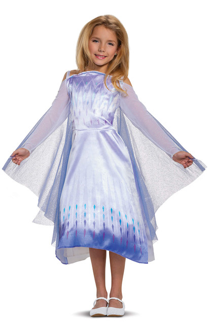 Disguise Disney Frozen 2 Elsa Costume for Girls, Classic Dress and Cape Outfit, Child Size Small (4-6x), White & Blue Disguise Disney Frozen 2 Elsa Costume for Girls, Classic Dress and Cape Outfit, Child Size Small (4-6x), White & Blue