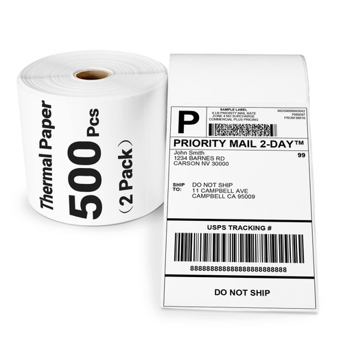 4"x6" Direct Thermal Shipping Labels - Address Labels 4"x6" Thermal Labels for Shipping Label Printer - Label Paper Compatible with MUNBYN, Rollo, Zebra and Other Label Printer, 2 Pack(500 Roll/Pack) 4"x6" Direct Thermal Shipping Labels - Address Labels 4"x6" Thermal Labels for Shipping Label Printer - Label Paper Compatible with MUNBYN, Rollo, Zebra and Other Label Printer, 2 Pack(500 Roll/Pack)