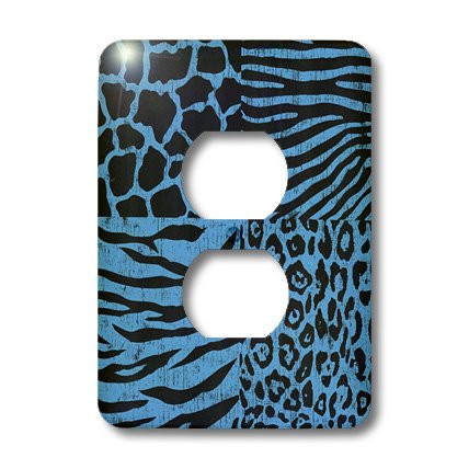 3dRose lsp_35361_6 Two Plug Outlet Cover with Black in Blue