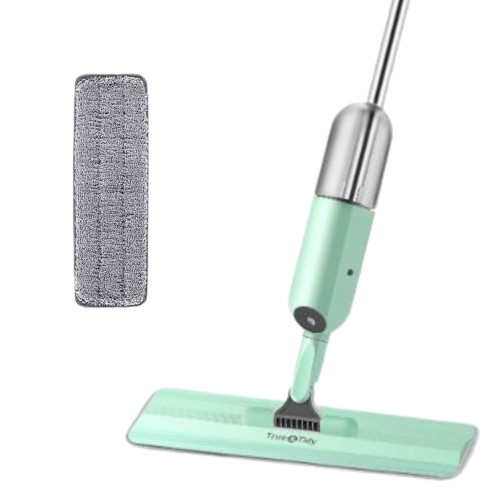 True & Tidy SPRAY-250A Multi-Surface Spray Mop with Refillable Water Bottle, Use Any Cleaning Solution Easy to Fill and Refill with Machine Washable Mop Pad (Mint)