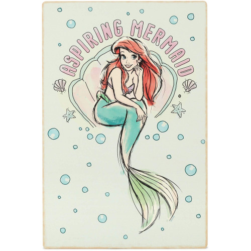 Open Road Brands Disney Princess The Little Mermaid Wall Art - Ariel Aspiring Mermaid Wood Wall Decor for Kids' Bedroom or Play Room Open Road Brands Disney Princess The Little Mermaid Wall Art - Ariel Aspiring Mermaid Wood Wall Decor for Kids' Bedroom or Play Room
