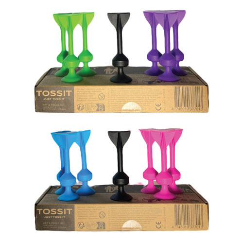 TOSSIT Game Set - Indoor, Outdoor Suction Cup Throwing Party Game - Family Friendly - 2X Set Pink Blue Purple Green - Portable Fun That Sucks!