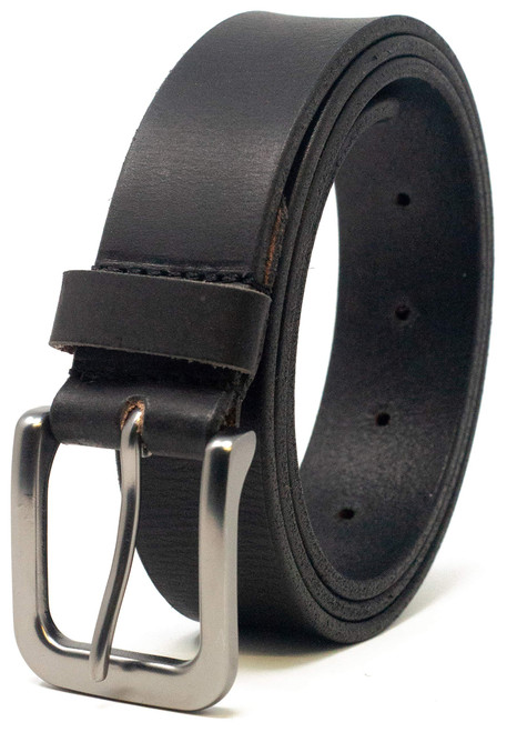 Ashford Ridge Made in England 34mm (1.25") Full Hide Leather Belt - Black Small
