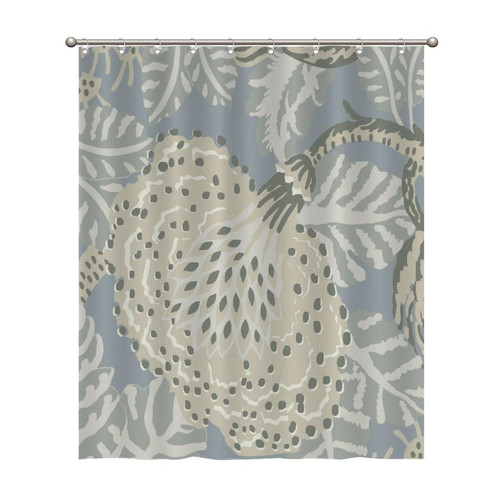 Green and White Chinoiserie Floral Shower Curtains 60x72 Inch Polyester Fabric Bathroom Shower Curtains with Hooks Durable Waterproof Shower Curtains for Bathroom Bathtub Home Decoration