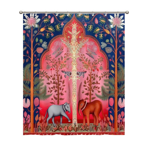 Pink Chinoiserie Animal Shower Curtains 60x72 Inch Polyester Fabric Bathroom Shower Curtains with Hooks Durable Waterproof Shower Curtains for Bathroom Bathtub Home Decoration