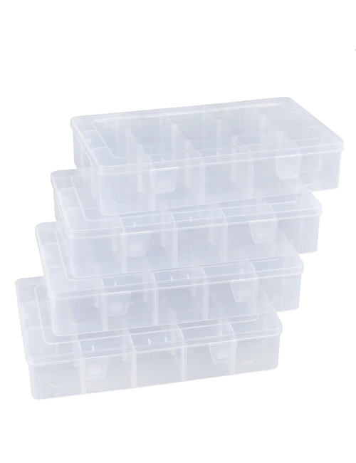 Sjqecyfv Plastic Organizer Tackle Box Organizer Clear Plastic Organizer Box with Dividers Bead Container Divided Storage Containers Large 15 Grid Compartment Box Craft Organizer Tackle Box (4 Pack) Sjqecyfv Plastic Organizer Tackle Box Organizer Clear Plastic Organizer Box with Dividers Bead Container Divided Storage Containers Large 15 Grid Compartment Box Craft Organizer Tackle Box (4 Pack)