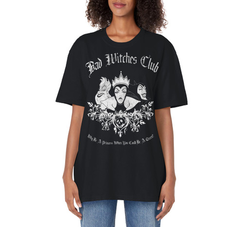 Disney Villains Bad Witches Club Group Shot Graphic Adult Oversized Vintage T-Shirt