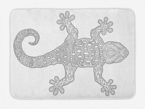 Ambesonne Salamander Bath Mat, High Detailed Overview Illustration of a Crawling Animal Silhouette, Plush Bathroom Decor Mat with Non Slip Backing, 30.2" x 20", Dark Grey and White