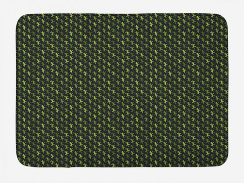 Ambesonne Salamander Bath Mat, Repeating Continuous Print of Wildlife Organisms Reptiles, Plush Bathroom Decor Mat with Non Slip Backing, 30.2" x 20", Olive Green and Charcoal Grey
