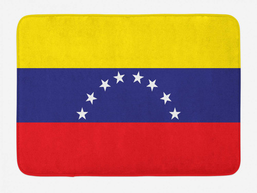 Ambesonne Venezuela Bath Mat, Basic Colorful Map with 8 Stars Country Representation, Plush Bathroom Decor Mat with Non Slip Backing, 30.2" x 20", Yellow Indigo