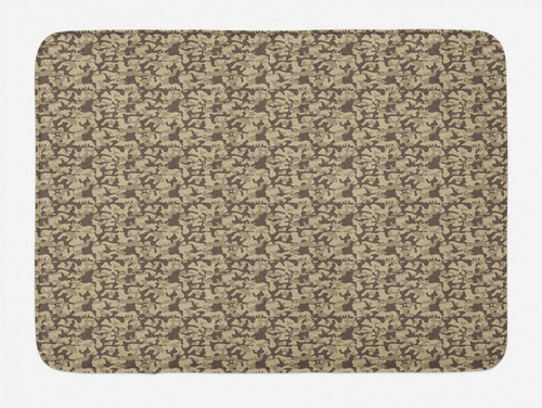Ambesonne Camo Bath Mat, Continuous Classic Camouflage Repeat Print Earth Tones Repetition, Plush Bathroom Decor Mat with Non Slip Backing, 30.2" x 20", Taupe Pale Sepia