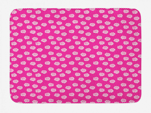 Ambesonne Floral Bath Mat, Rhythmic Polka Dots and Roses Silhouette Summer Botany in Blush Tones, Plush Bathroom Decor Mat with Non Slip Backing, 30.2" x 20", Magenta Pale Pink