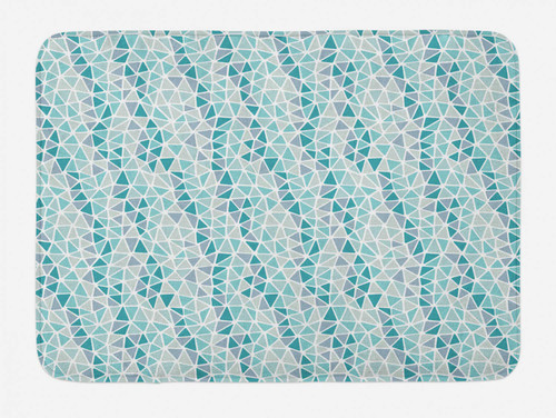 Ambesonne Teal Green Bath Mat, Triangles with Soft Edges Mosaic Inspired Pastel Forms Repetition, Plush Bathroom Decor Mat with Non Slip Backing, 30.2" x 20", Teal Seafoam and Dusk