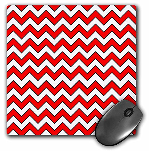3dRose LLC 8 x 8 x 0.25 Inches Chevron Pattern Red and White Zigzag Mouse Pad (mp_128584_1)